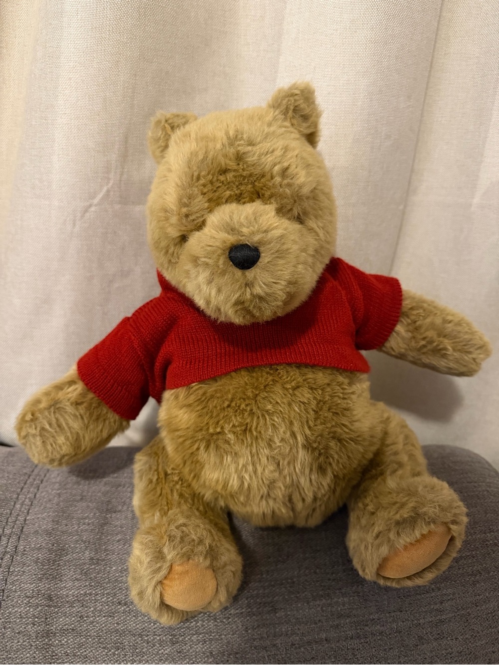 Vintage GUND Classic Pooh Bear Plush Red Sweater 12” Winnie The Pooh Weighted